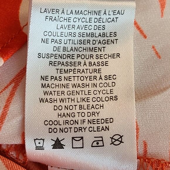 Joie Women's Orang & White Floral Print Button-Up Blouse Top Size L - Picture 7 of 10